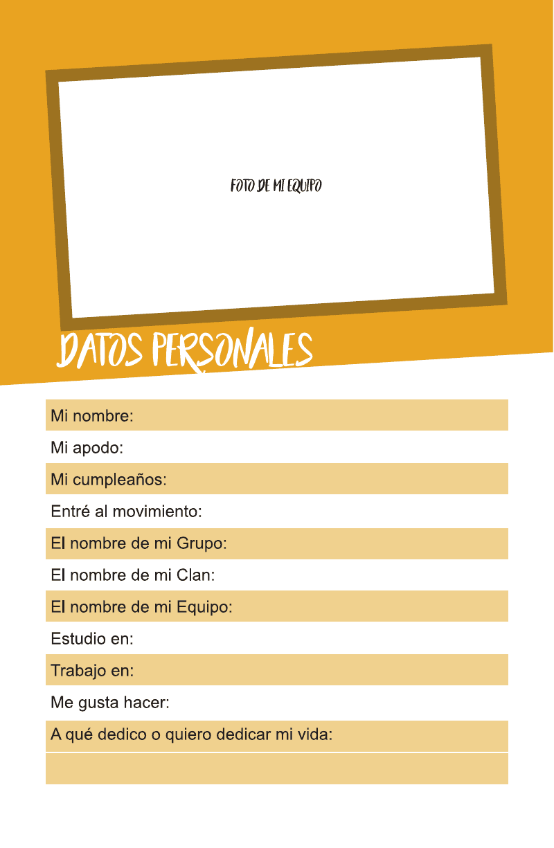 Diseño de datos personales de la agenda original