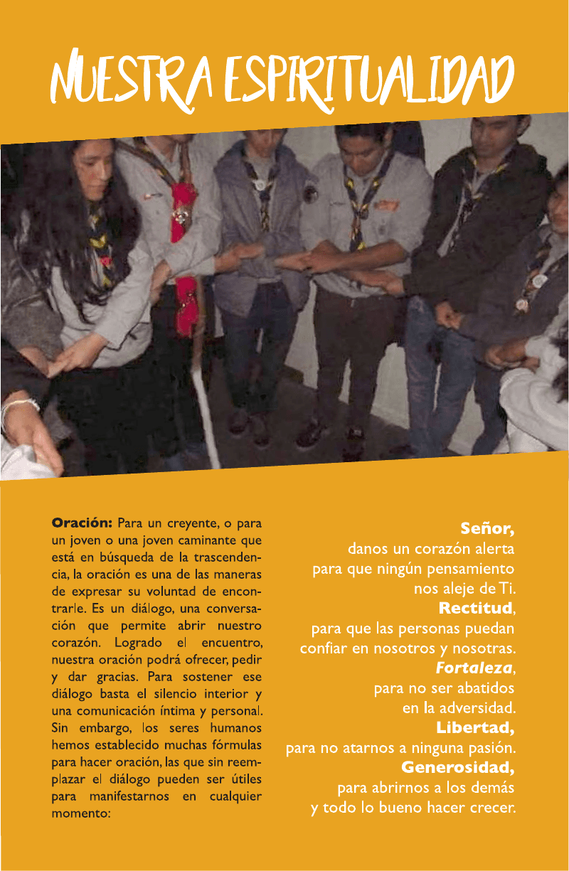 Página de espiritualidad incluida en la agenda