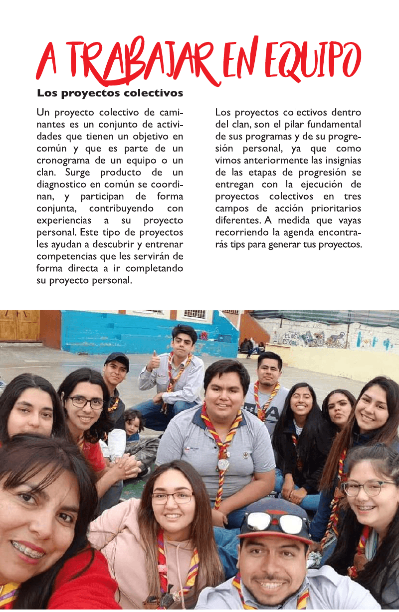 Fotografía de trabajo en equipo incluida en la agenda